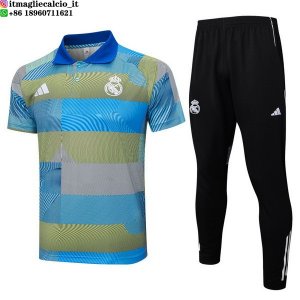 POLO Maglia Set Completo Real Madrid 2025/2026 Blu Giallo Nero