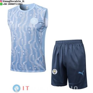 Senza Maniche Set Completo Maglia Manchester city 2024/2025 Blu Luce Grigio