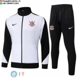 Giacca Lunga Zip Set Completo Corinthians Paulista 25-26 Bianco Nero Giacca Lunga Zip Set Completo Corinthians Paulista 25-26 Bianco Nero