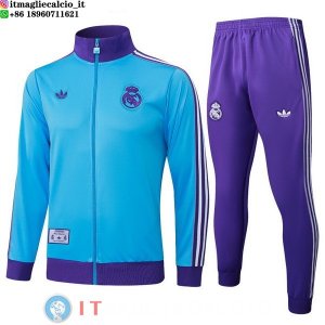 Giacca Lunga Zip Set Completo Real Madrid 25-26 Blu Purpureo