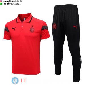 POLO Maglia Set Completo AC Milan 2023/2024 Rosso Nero