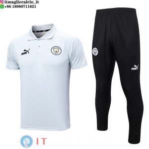 POLO Maglia Set Completo Manchester City 2023/2024 Bianco