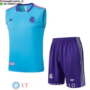 Senza Maniche Set Completo Maglia Real Madrid 2025/2026 Blu Purpureo