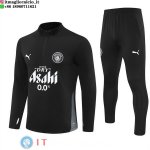 Felpa Da Allenamento Set Completo Manchester city 25-26 Nero Bianco Felpa Da Allenamento Set Completo Manchester city 25-26 Nero Bianco