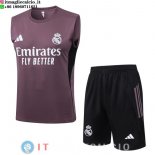 Senza Maniche Set Completo Maglia Real Madrid 2025/2026 Purpureo Bianco Nero Senza Maniche Set Completo Maglia Real Madrid 2025/2026 Purpureo Bianco Nero