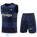 Senza Maniche Set Completo Maglia Chelsea 2022/2023 Blu Navy