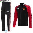 Giacca Lunga Zip Set Completo Manchester United 25-26 Nero I Rosso