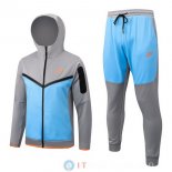 Giacca Felpa Cappuccio Set Completo Nike 22-23 Grigio Blu