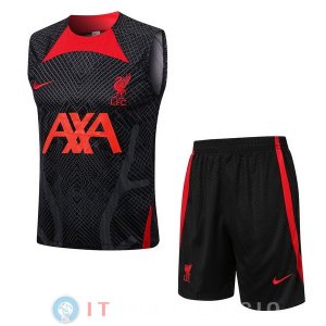 Senza Maniche Set Completo Maglia Liverpool 2022/2023 Nero Rosso