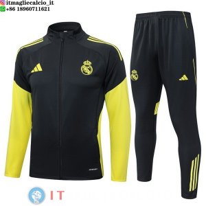 Giacca Lunga Zip Set Completo Real Madrid 25-26 Grigio Giallo