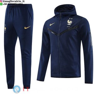 Giacca Felpa Cappuccio Set Completo Francia 2023 Blu Navy