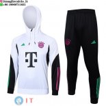 Giacca Felpa Cappuccio Set Completo Bayern Monaco 23-24 Bianco Nero