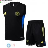 Senza Maniche Set Completo Maglia Manchester United 2025/2026 Bianco Nero Giallo Senza Maniche Set Completo Maglia Manchester United 2025/2026 Bianco Nero Giallo