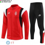 Giacca Set Completo Lunga Zip AC Milan 23-24 Rosso I Nero