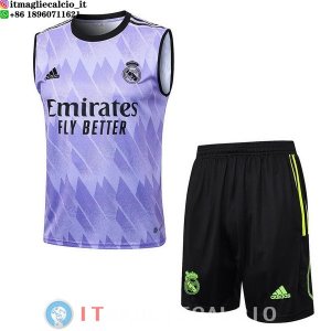 Senza Maniche Set Completo Maglia Real Madrid 2023/2024 Purpureo Nero Verde