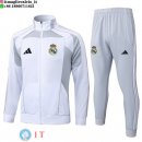 Giacca Lunga Zip Set Completo Real Madrid 25-26 Bianco I Grigio