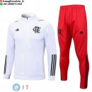 Giacca Set Completo Lunga Zip Flamengo 23-24 Bianco Rosso