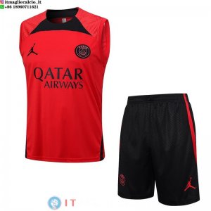 Senza Maniche Set Completo Maglia Paris Saint Germain 2023/2024 Rosso I Nero