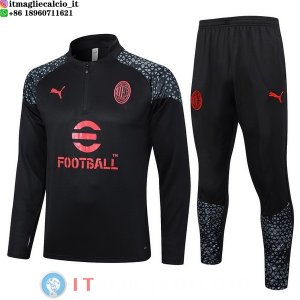 Felpa Da Allenamento Set Completo AC Milan 23-24 Nero Rosso Grigio