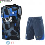 Senza Maniche Set Completo Maglia Inter Milan 2024/2025 Blu Grigio
