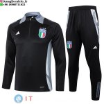 Felpa Da Allenamento Set Completo Italia 2024 Nero Grigio