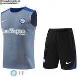 Senza Maniche Set Completo Maglia Inter Milan 2024/2025 Grigio Blu