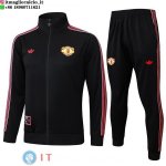 Giacca Set Completo Lunga Zip Manchester united 25-26 Nero III Rosso