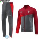 Giacca Lunga Zip Set Completo AC Milan 24-25 Rosso Grigio