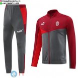 Giacca Lunga Zip Set Completo AC Milan 24-25 Rosso Grigio