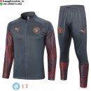 Giacca Set Completo Lunga Zip Manchester city 23-24 Grigio Rosso