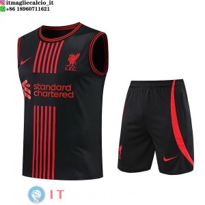 Senza Maniche Set Completo Maglia Liverpool 2022/2023 Nero II Rosso