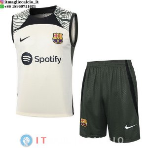 Senza Maniche Set Completo Maglia Barcellona 2023/2024 Giallo Verde