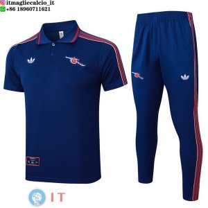 POLO Maglia Set Completo Arsenal 2025/2026 Blu Navy Rosso