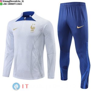 Felpa Da Allenamento Set Completo Francia 2022 Bianco I Blu