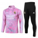 Felpa Da Allenamento Bambino Set Completo Real Madrid 23-24 Rosa Bianco Nero
