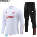 Felpa Da Allenamento Set Completo Manchester United 23-24 Bianco Nero