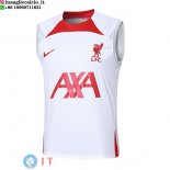 Senza Maniche Maglia Liverpool 2024/2025 Bianco Rosso