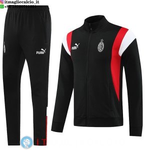 Giacca Set Completo Lunga Zip AC Milan 23-24 Nero Rosso Bianco