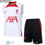 Senza Maniche Set Completo Maglia Liverpool 2024/2025 Bianco Rosso Nero