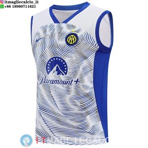 Senza Maniche Maglia Inter Milan 2023/2024 Bianco Blu