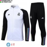 Giacca Set Completo Lunga Zip Real Madrid 2023/2024 Bianco Nero