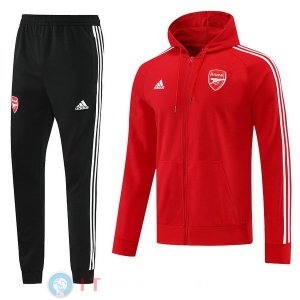 Giacca Felpa Cappuccio Set Completo Arsenal 2022/2023 Nero I Rosso