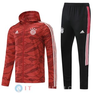 Giacca A Vento Set Completo Bayern Monaco 21-22 Rosso Nero