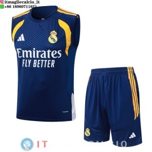 Senza Maniche Set Completo Maglia Real Madrid 2026/2027 Blu Navy Giallo