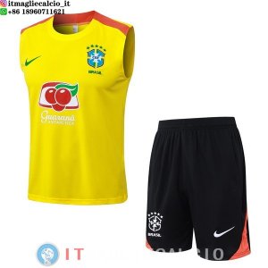 Senza Maniche Set Completo Maglia Brasile 2026 Giallo Arancione
