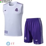 Senza Maniche Set Completo Maglia Real Madrid 2025/2026 Bianco Purpureo
