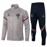 Giacca Felpa Cappuccio Set Completo Paris Saint Germain 21-22 Grigio Rosso