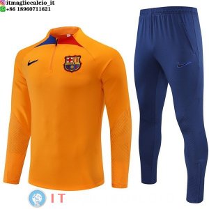 Felpa Da Allenamento Set Completo Barcellona 22-23 Giallo Blu