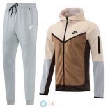 Giacca Felpa Cappuccio Set Completo Nike 22-23 Grigio Giallo