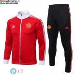 Giacca Set Completo Lunga Zip Manchester United 22-23 Rosso I Nero Bianco